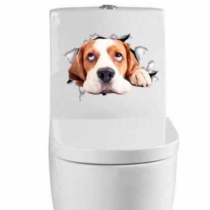 3D Vivid Dogs Wall Stickers Toilet Door Refrigerator Kitchen Bathroom Decor Wall Decor Animal Wall Decals Art Poster Mural - Image 2
