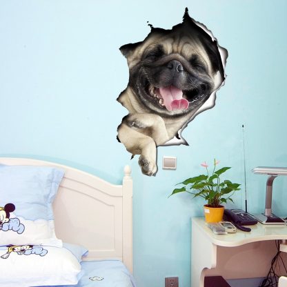 3D Vivid Dogs Wall Stickers Toilet Door Refrigerator Kitchen Bathroom Decor Wall Decor Animal Wall Decals Art Poster Mural - Image 3