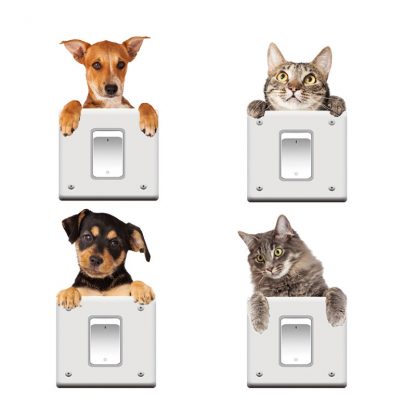 Cat Dog Vivid  Wall Sticker Bathroom Switch  Decor Kids Gift Kitchen  Decal Mural Animal Vinyl  Wall Poster - Image 4