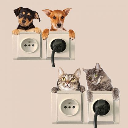 Cat Dog Vivid  Wall Sticker Bathroom Switch  Decor Kids Gift Kitchen  Decal Mural Animal Vinyl  Wall Poster