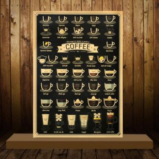 51x35.5cm Retro Coffee Cup Krafts paper Poster For Bars Kitchen Coffee Shop Drawing Poster Adornment Vintage Wall Sticker decor