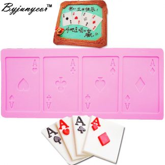 Byjunyeor M144 Poker Cards Design Fondant Cake Mold Silicone Mold Chocolate Mould Kitchen Baking Tool Bakeware Cake Decoration