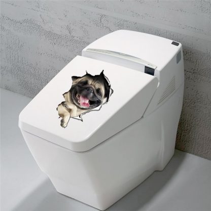 Hole View Vivid Cats Dog 3D Wall Sticker Bathroom Toilet Living Room Kitchen Decoration Animal Vinyl Decals Art Sticker Poster - Image 4