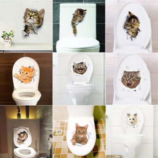 Hole View Vivid Cats Dog 3D Wall Sticker Bathroom Toilet Living Room Kitchen Decoration Animal Vinyl Decals Art Sticker Poster