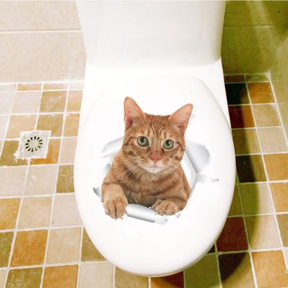Hole View Vivid Cats Dog 3D Wall Sticker Bathroom Toilet Living Room Kitchen Decoration Animal Vinyl Decals Art Sticker Poster - Image 5