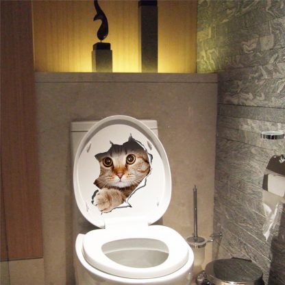 Hole View Vivid Cats Dog 3D Wall Sticker Bathroom Toilet Living Room Kitchen Decoration Animal Vinyl Decals Art Sticker Poster - Image 6