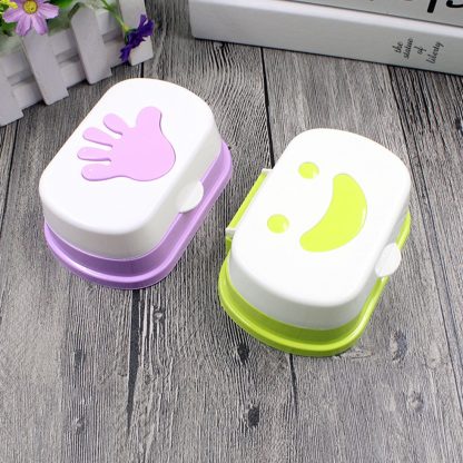 Plastic Home Travel Soap Dishes Soap Holder Soap Box Tortoise/Smiling Face/Palm Shape With Cover Bathroom Set Toilet Accessories - Image 3