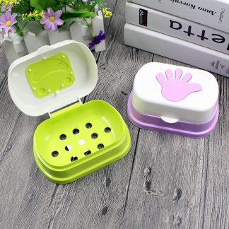 Plastic Home Travel Soap Dishes Soap Holder Soap Box Tortoise/Smiling Face/Palm Shape With Cover Bathroom Set Toilet Accessories