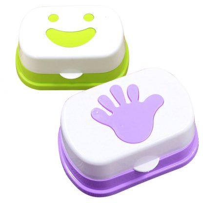 Plastic Home Travel Soap Dishes Soap Holder Soap Box Tortoise/Smiling Face/Palm Shape With Cover Bathroom Set Toilet Accessories - Image 5