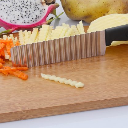 Potato French Fry Cutter Stainless Steel Kitchen Accessories Serrated Blade Easy Slicing Banana Fruits Potato Wave Knife Chopper - Image 3
