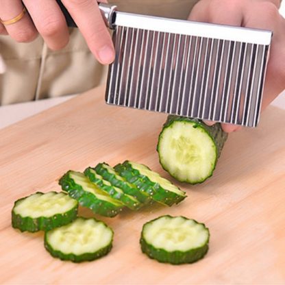 Potato French Fry Cutter Stainless Steel Kitchen Accessories Serrated Blade Easy Slicing Banana Fruits Potato Wave Knife Chopper - Image 4