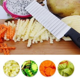 Potato French Fry Cutter Stainless Steel Kitchen Accessories Serrated Blade Easy Slicing Banana Fruits Potato Wave Knife Chopper