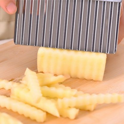 Potato French Fry Cutter Stainless Steel Kitchen Accessories Serrated Blade Easy Slicing Banana Fruits Potato Wave Knife Chopper - Image 5