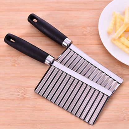 Potato French Fry Cutter Stainless Steel Kitchen Accessories Serrated Blade Easy Slicing Banana Fruits Potato Wave Knife Chopper - Image 6