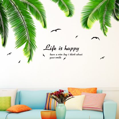 [SHIJUEHEZI] Palm Tree Leaves Wall Stickers Vinyl DIY Palm Frond Muursticker for Living Room Kitchen Decoration Wall Decals - Image 2