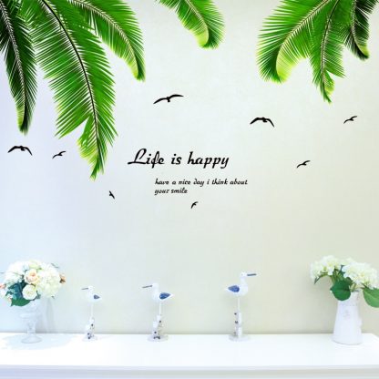 [SHIJUEHEZI] Palm Tree Leaves Wall Stickers Vinyl DIY Palm Frond Muursticker for Living Room Kitchen Decoration Wall Decals - Image 3