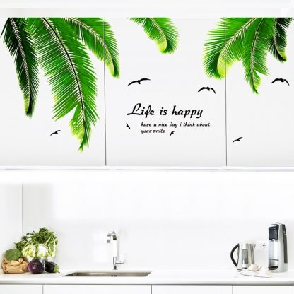 [SHIJUEHEZI] Palm Tree Leaves Wall Stickers Vinyl DIY Palm Frond Muursticker for Living Room Kitchen Decoration Wall Decals - Image 4