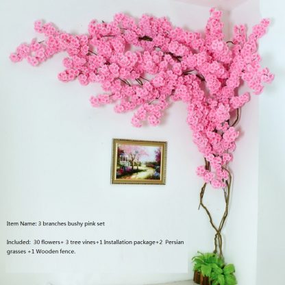 artificial cherry blossom tree Wall pipe interior decoration background cherry blossom cane Fake flowers fake vine Vines make sc - Image 3