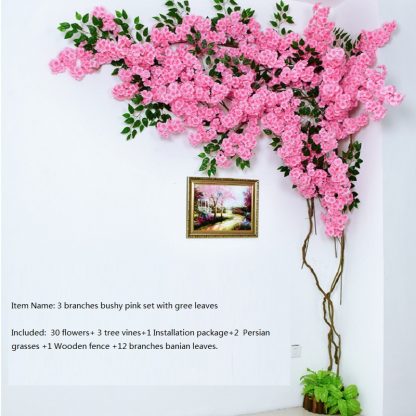 artificial cherry blossom tree Wall pipe interior decoration background cherry blossom cane Fake flowers fake vine Vines make sc - Image 4