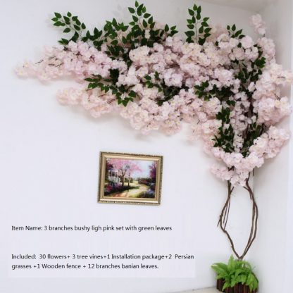 artificial cherry blossom tree Wall pipe interior decoration background cherry blossom cane Fake flowers fake vine Vines make sc - Image 5
