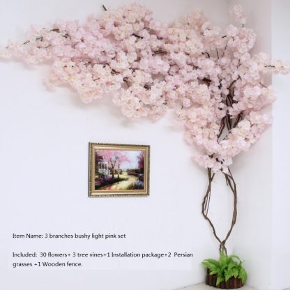 artificial cherry blossom tree Wall pipe interior decoration background cherry blossom cane Fake flowers fake vine Vines make sc - Image 6